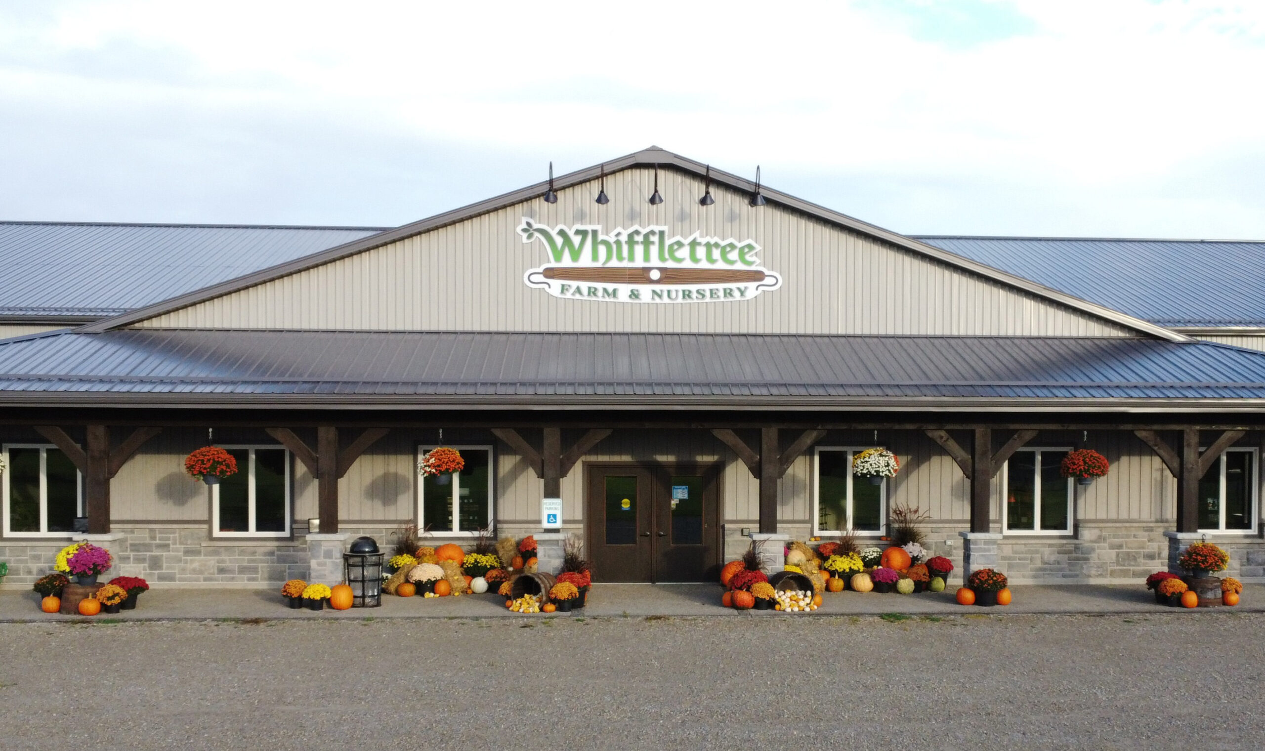 Whiffletree front with fall decorations